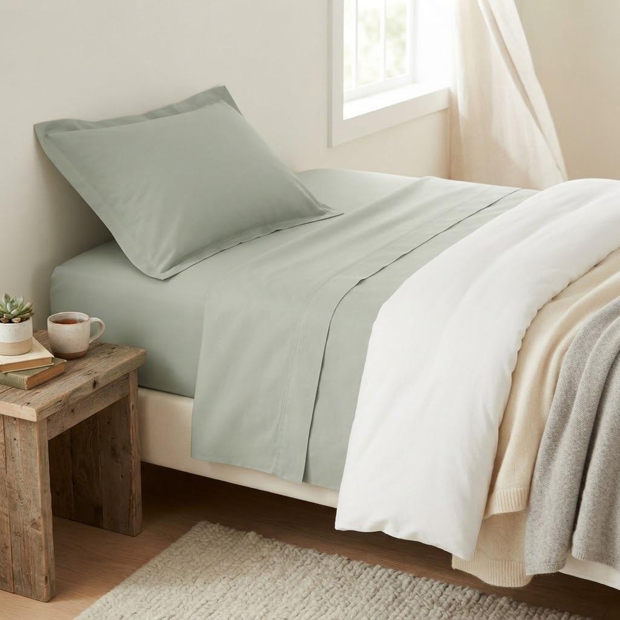 Voir la diapositive 2 : Eden Drap plat en percale de coton confort