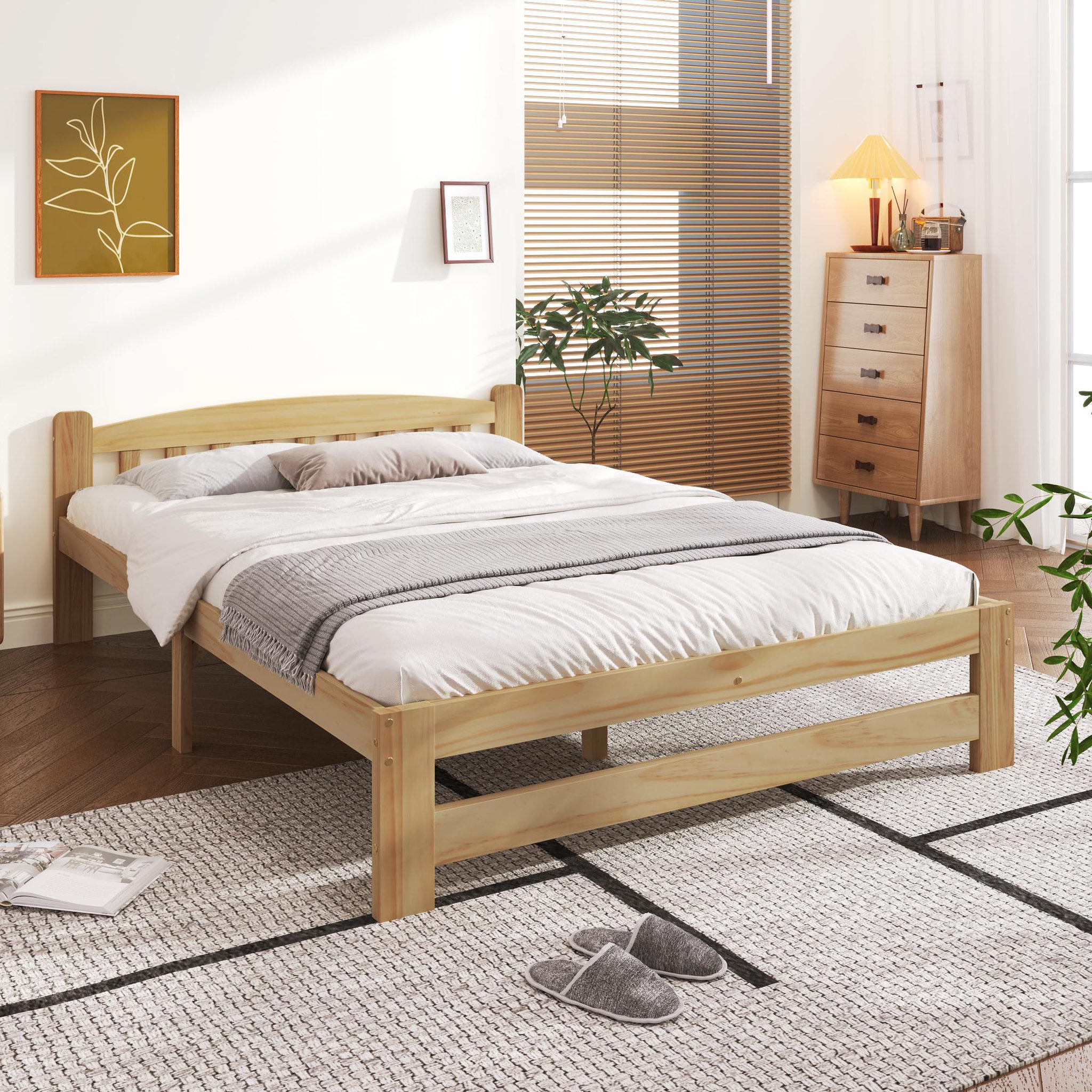 Voir la diapositive 4 : MERAX Lit 2 places 140x200cm bois coloris naturel