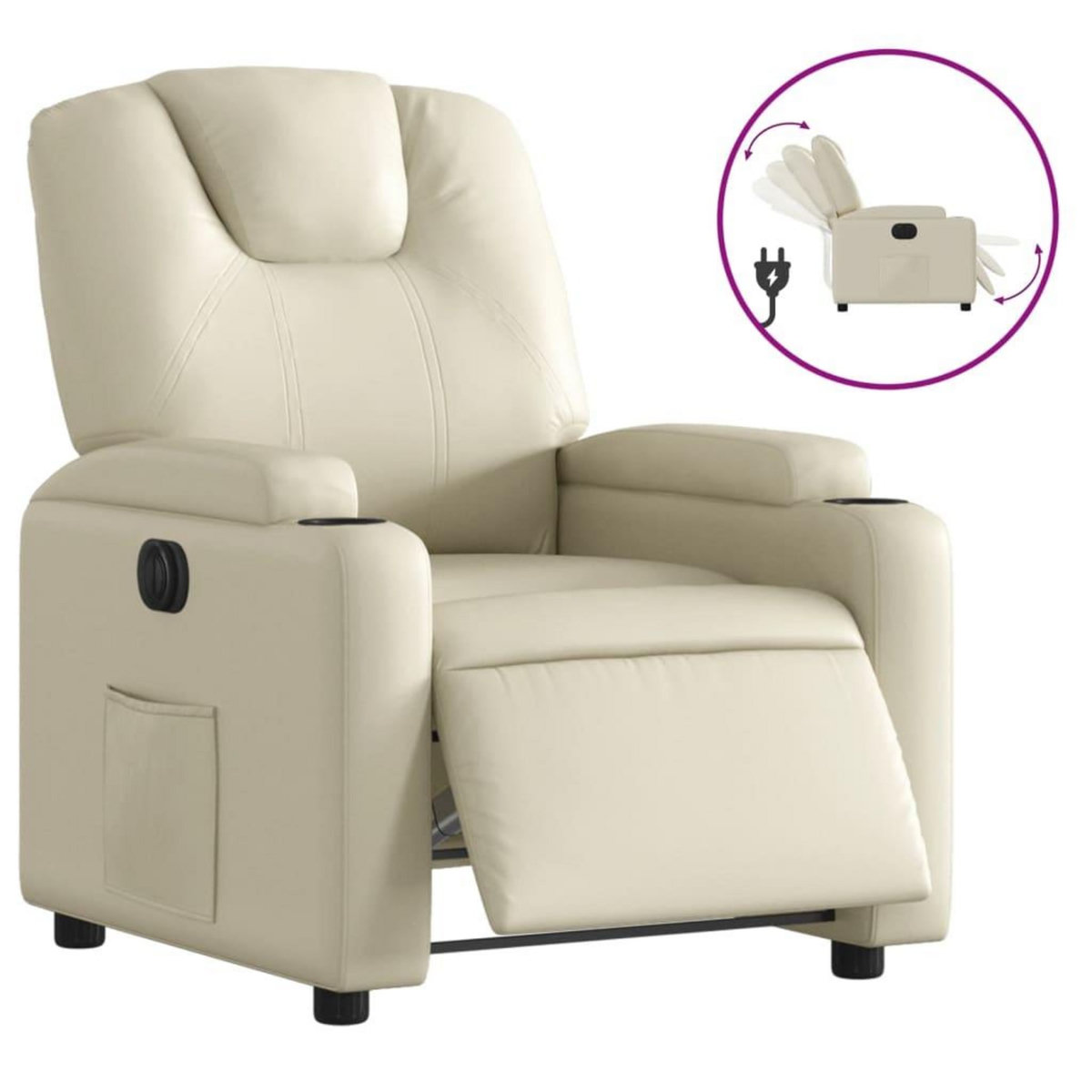 VIDAXL Fauteuil inclinable electrique Creme Similicuir