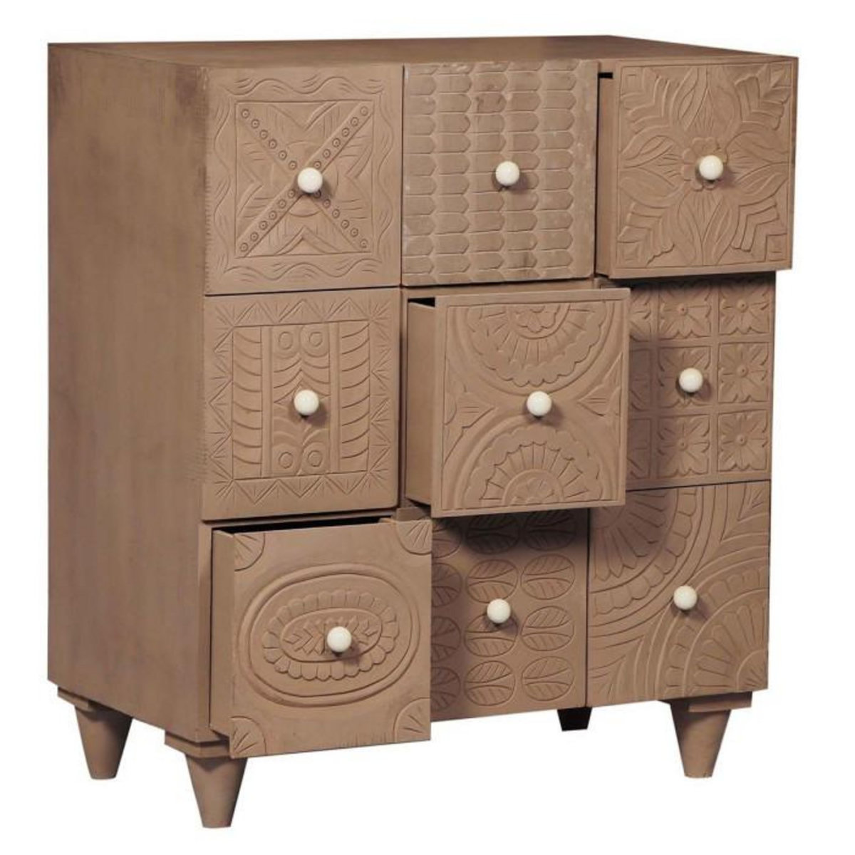 Paris Prix Commode Design 9 Tiroirs  Lanbo  95cm Marron