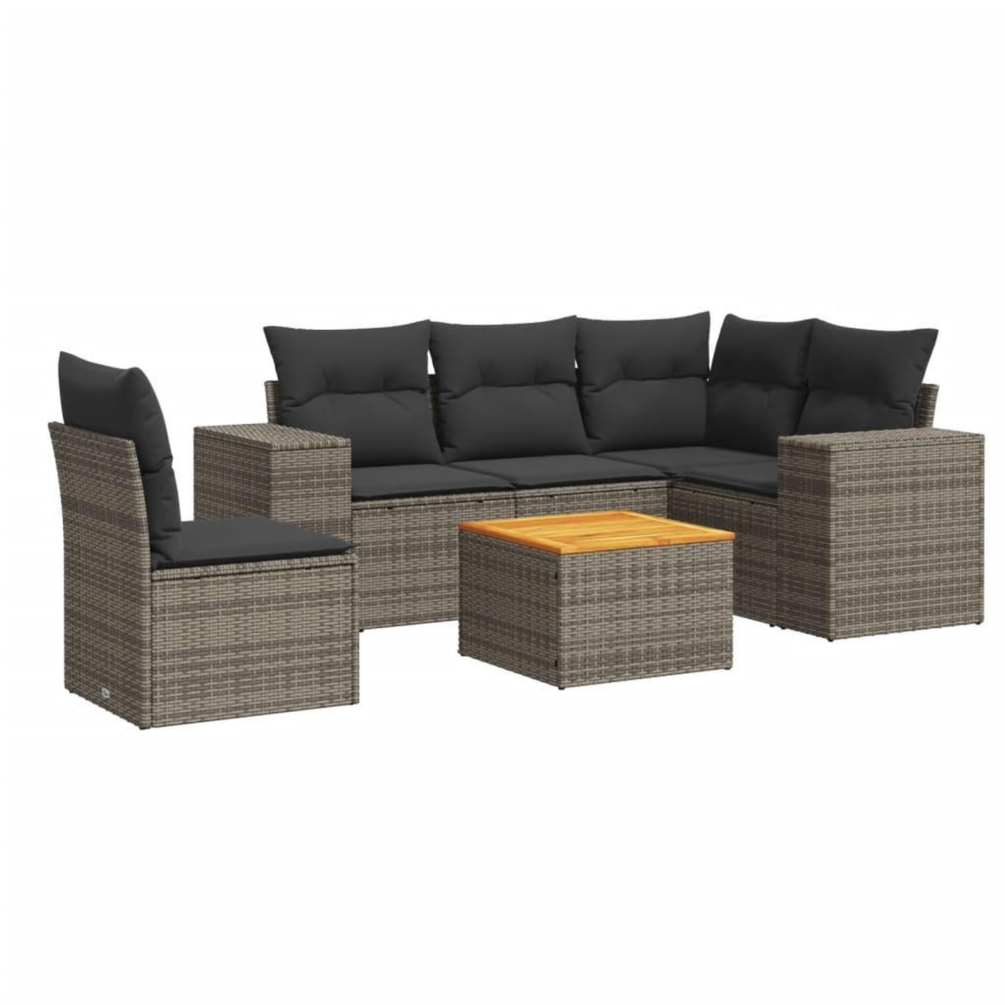 Voir la diapositive 2 : VIDAXL Salon de jardin 6 pcs avec coussins gris resine tressee