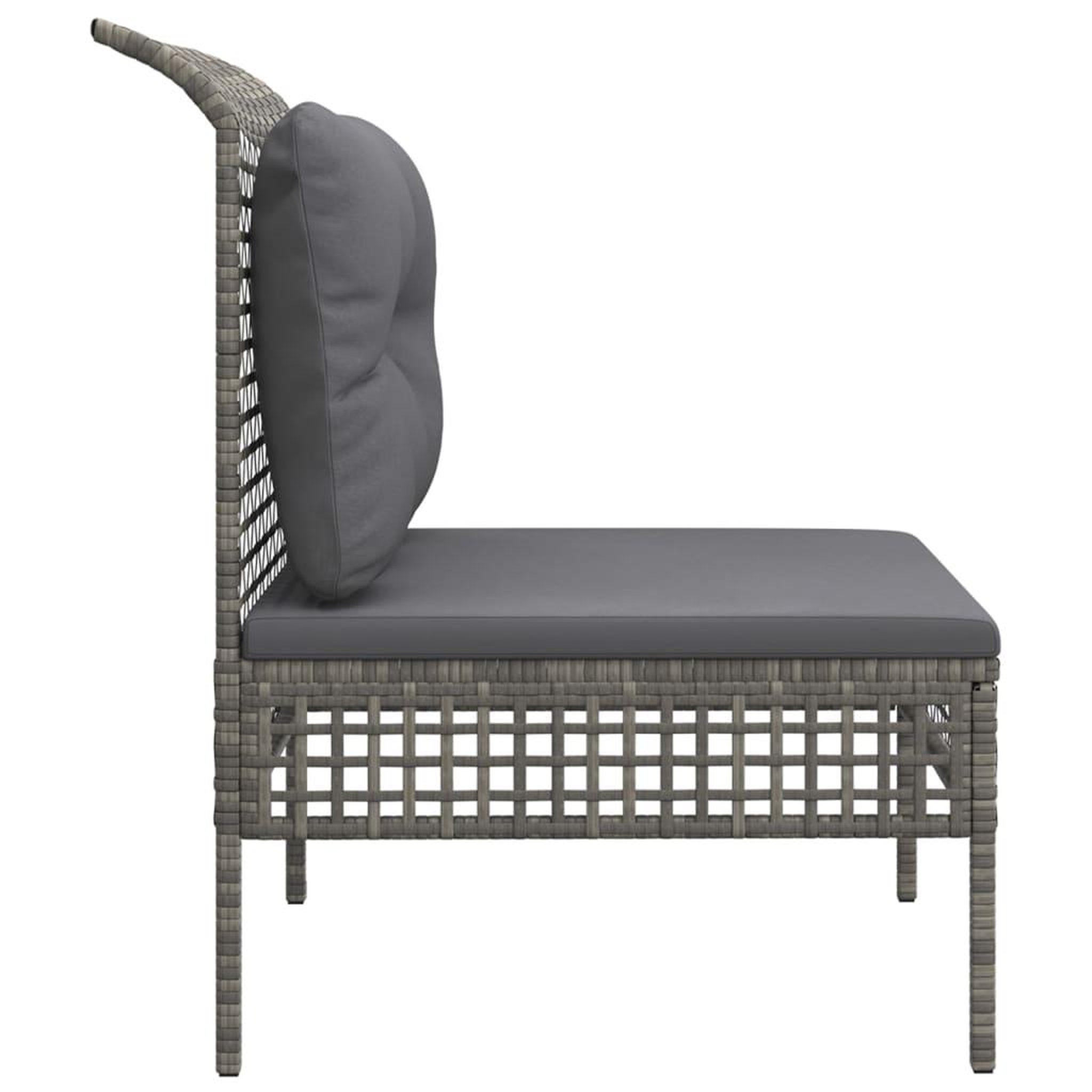 Voir la diapositive 5 : VIDAXL Canape central de jardin avec coussin Gris Resine tressee