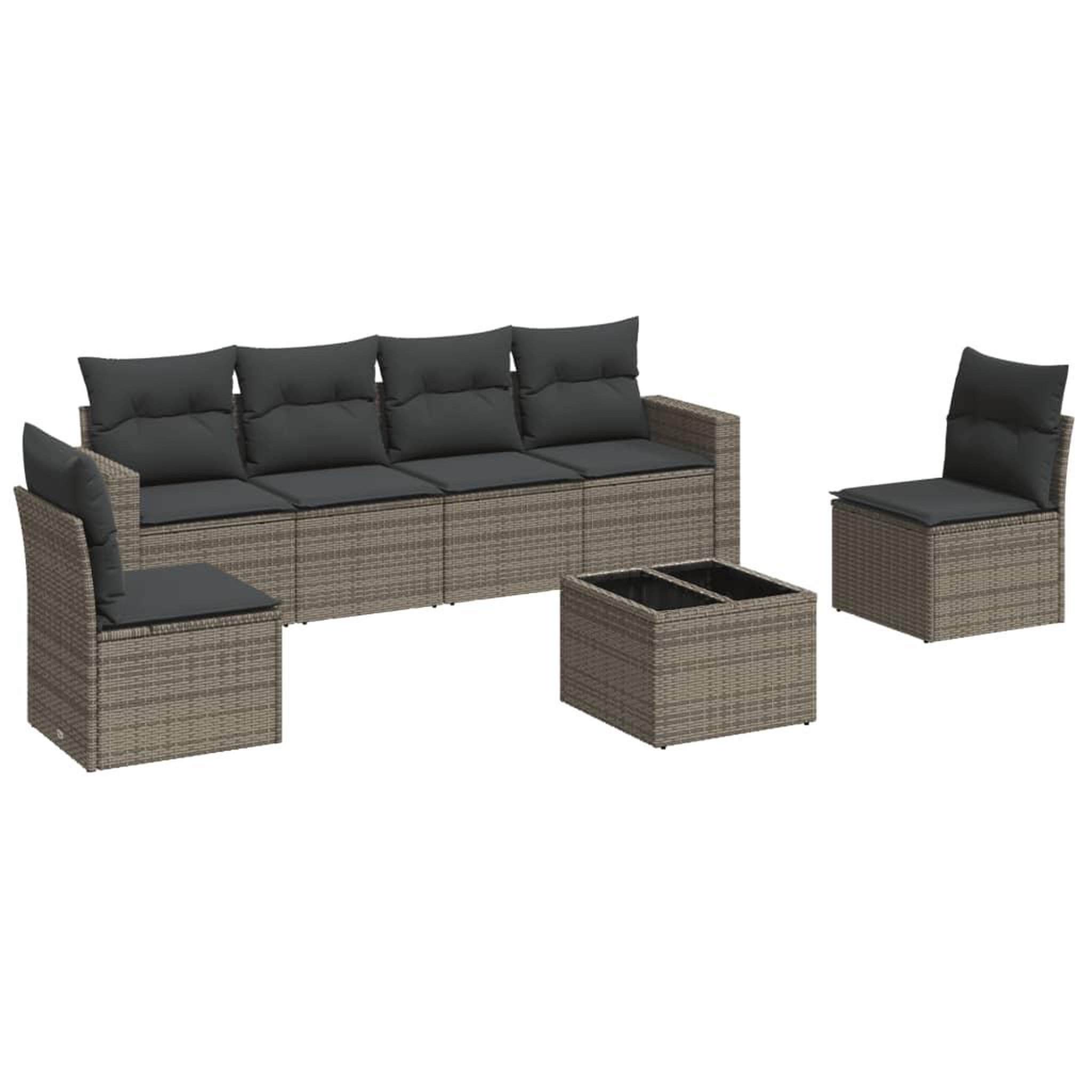 Voir la diapositive 2 : VIDAXL Salon de jardin avec coussins 7 pcs gris resine tressee