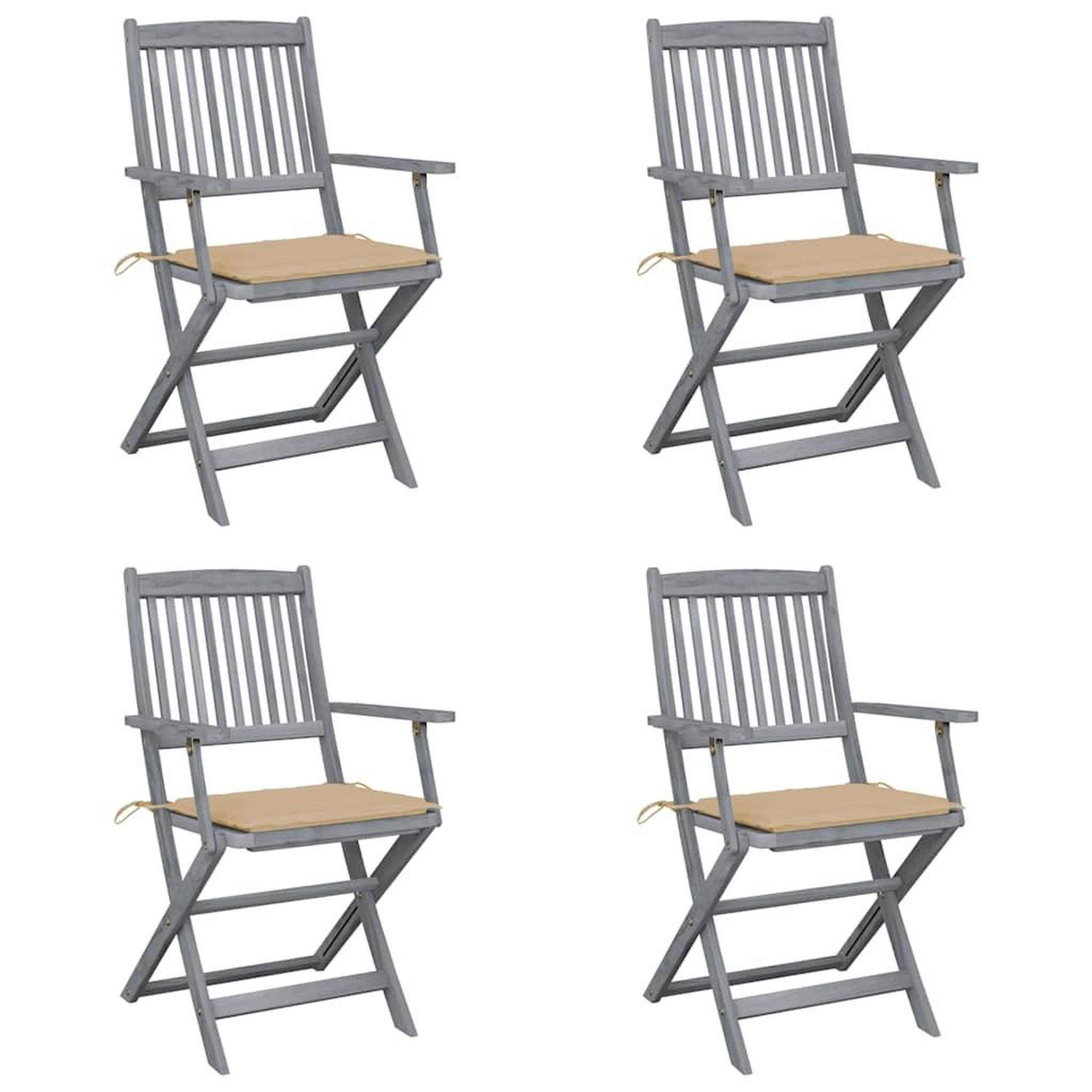 VIDAXL Chaises pliables d'exterieur lot de 4 et coussins Bois d'acacia