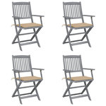 VIDAXL Chaises pliables d'exterieur lot de 4 et coussins Bois d'acacia