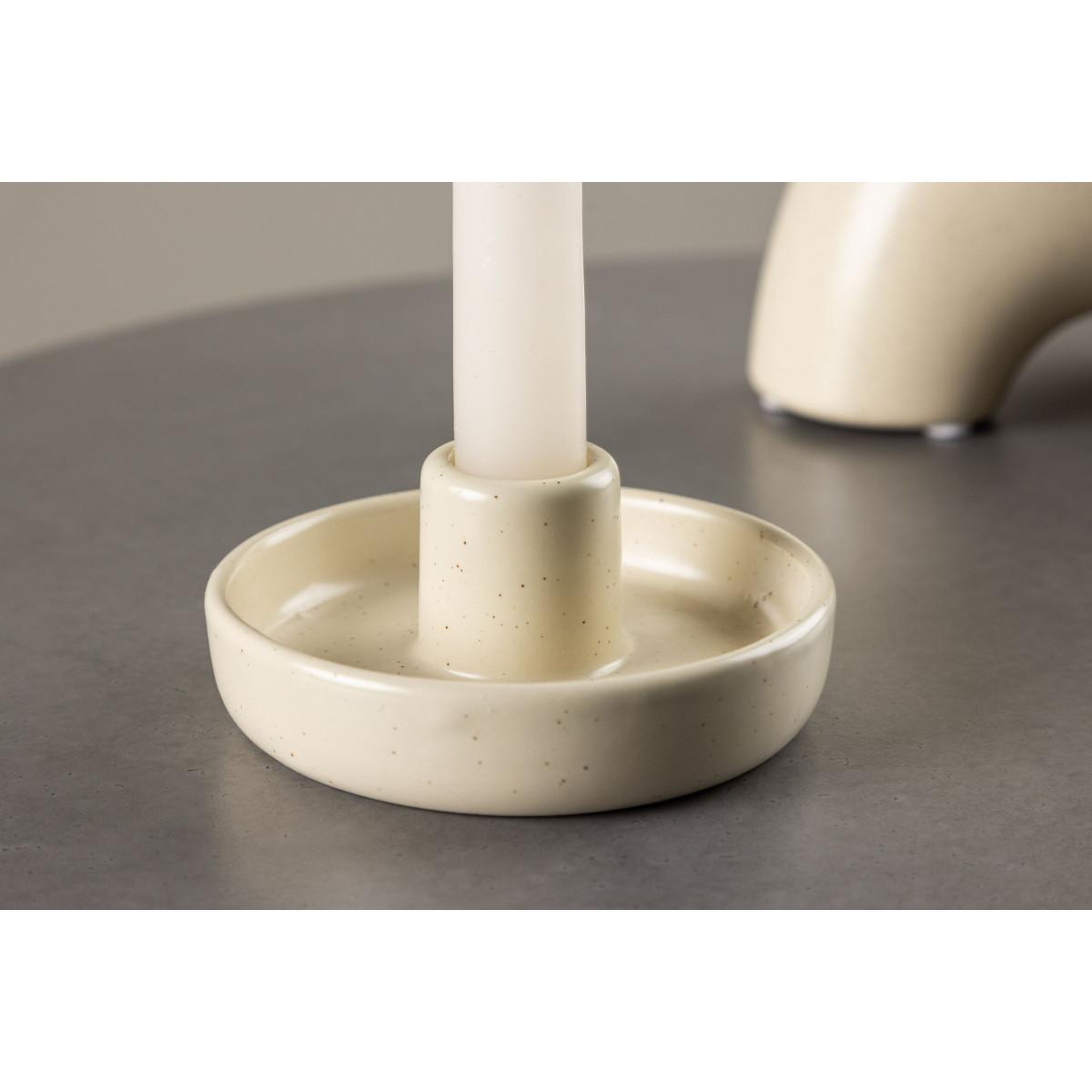 Voir la diapositive 3 : Paris Prix Bougeoir en céramique  otis  11cm beige & noir