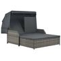 Voir la diapositive 1 : VIDAXL Chaise longue a 2 places avec auvent Resine tressee Gris