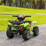 Voir la diapositive 2 : HOMCOM Buggy électrique enfant quad électrique pour enfant de 18 à 36 mois effet lumineux 6 V 2 Km/h max. métal PP vert