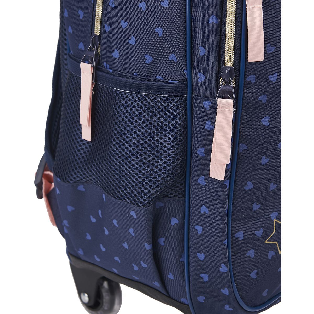 Milky Kiss Sac à dos à roulettes bleu et rose paillettes coeurs imprimé CHAT