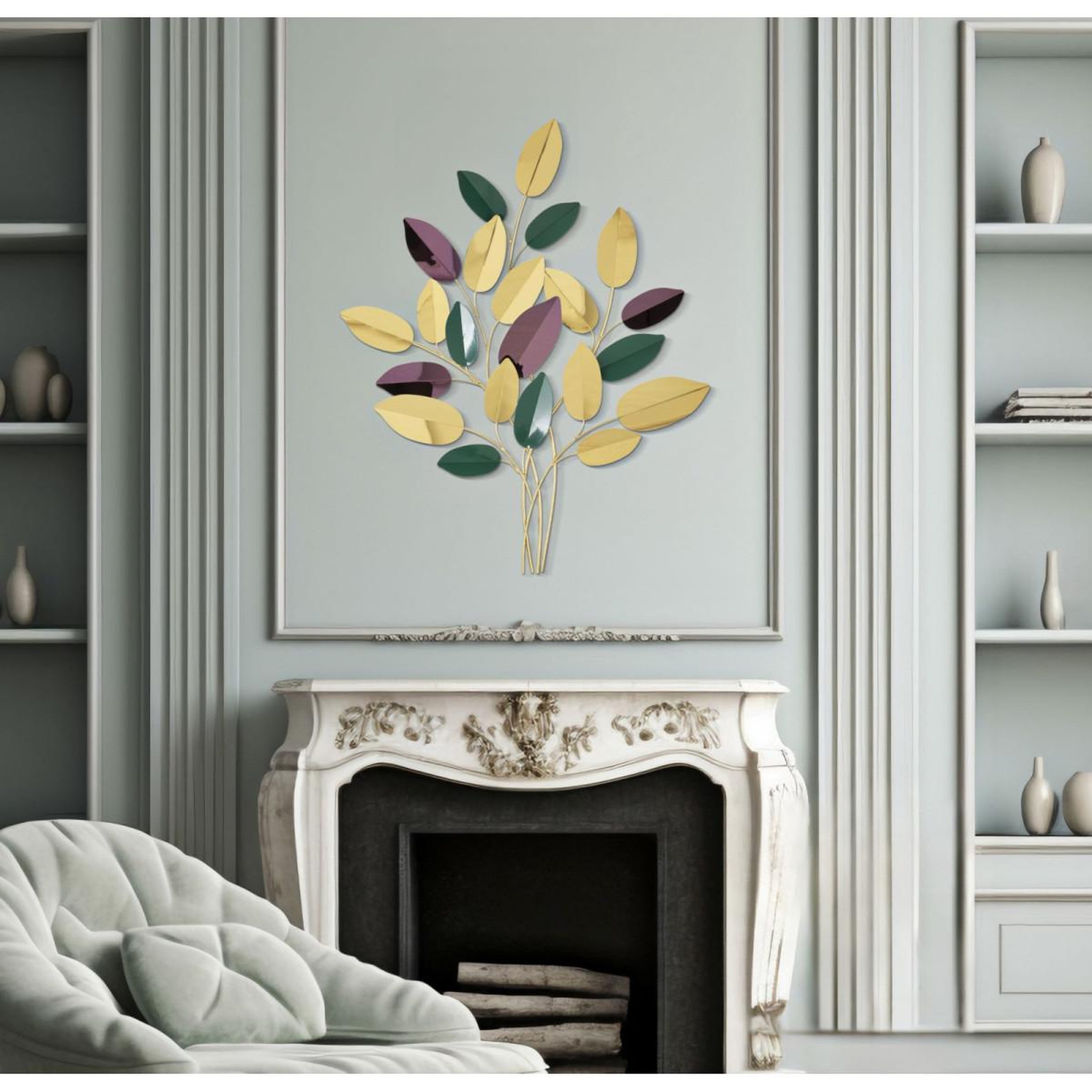 Voir la diapositive 5 : Paris Prix Déco murale feuilles  colorful  81cm multicolore