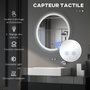 Voir la diapositive 4 : KLEANKIN Miroir rond lumineux LED de salle de bain Ø 70 cm mural avec éclairage 3 couleurs interrupteur tactile système antibuée 35W blanc argent