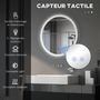 Voir la diapositive 4 : KLEANKIN Miroir rond lumineux LED de salle de bain Ø 70 cm mural avec éclairage 3 couleurs interrupteur tactile système antibuée 35W blanc argent