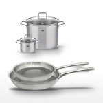 ELO Lot de 2 Poêles 24/28cm et 2 Faitouts 16/26cm Elo Relief Passion