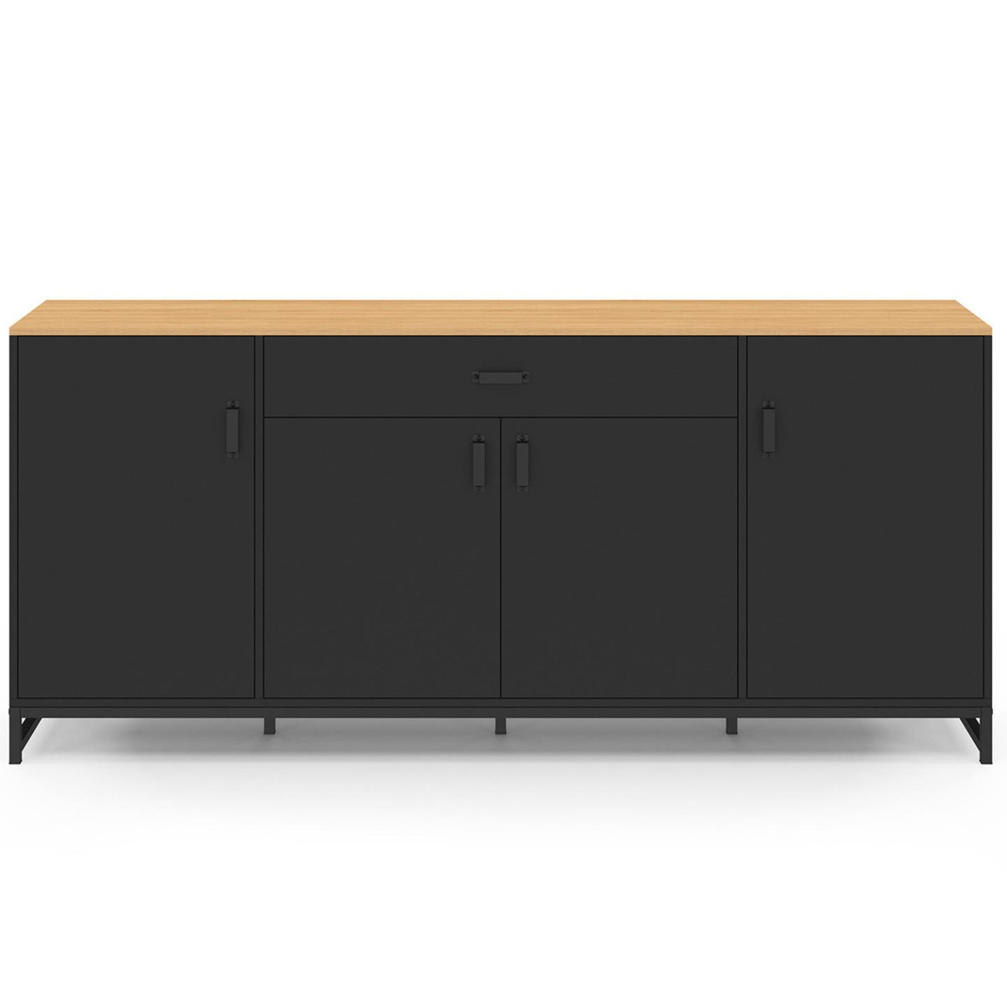Voir la diapositive 3 : ID MARKET Buffet 180 cm washington xxl 4 portes et 1 tiroir bois et noir