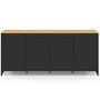 Voir la diapositive 3 : ID MARKET Buffet 180 cm WASHINGTON XXL 4 portes et 1 tiroir bois et noir