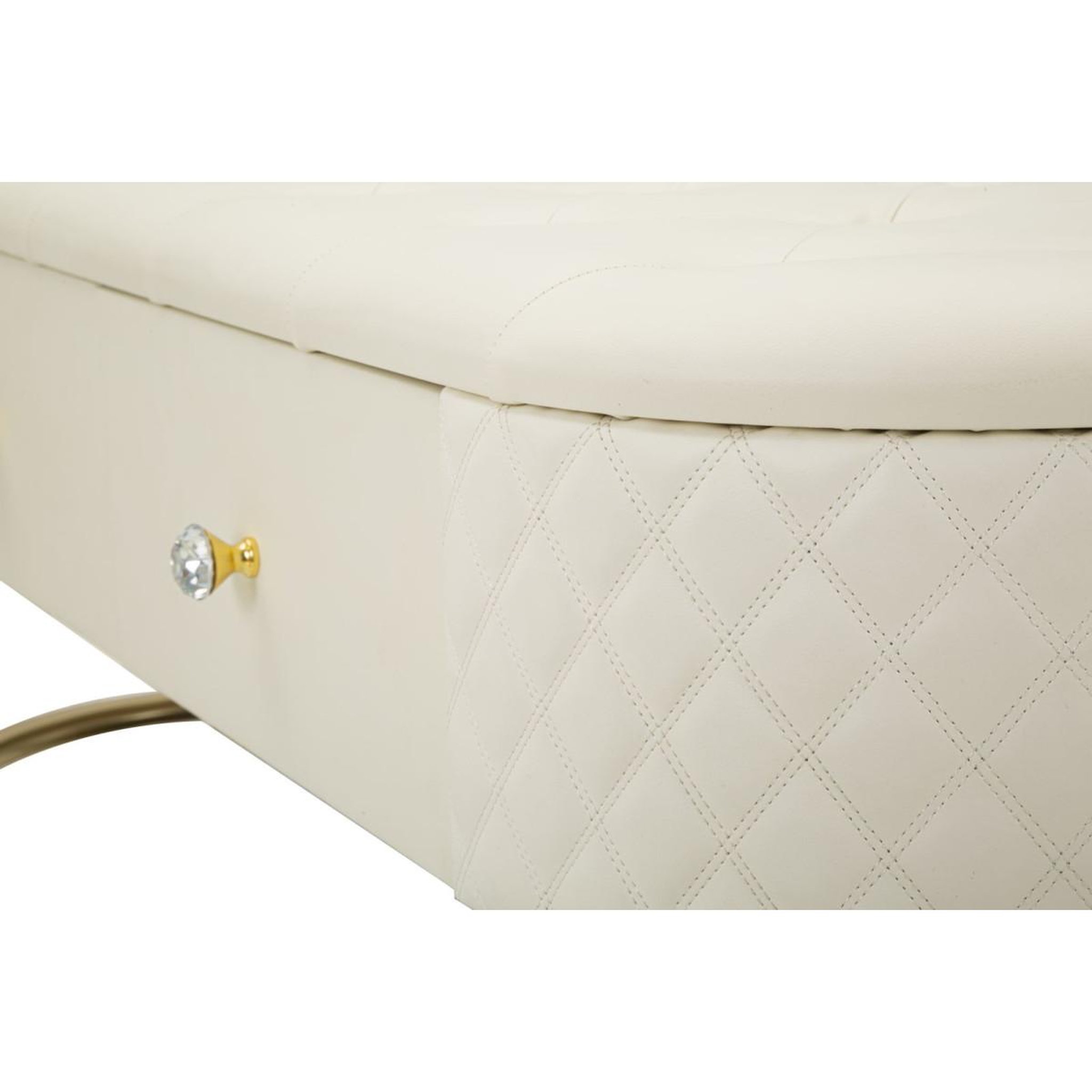 Voir la diapositive 5 : Paris Prix Banc avec 2 tiroirs  sharon  120cm blanc & or