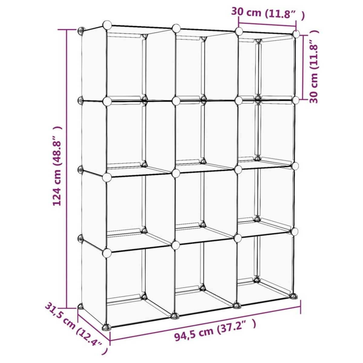 VIDAXL Cubes de rangement 12 pcs Transparent PP