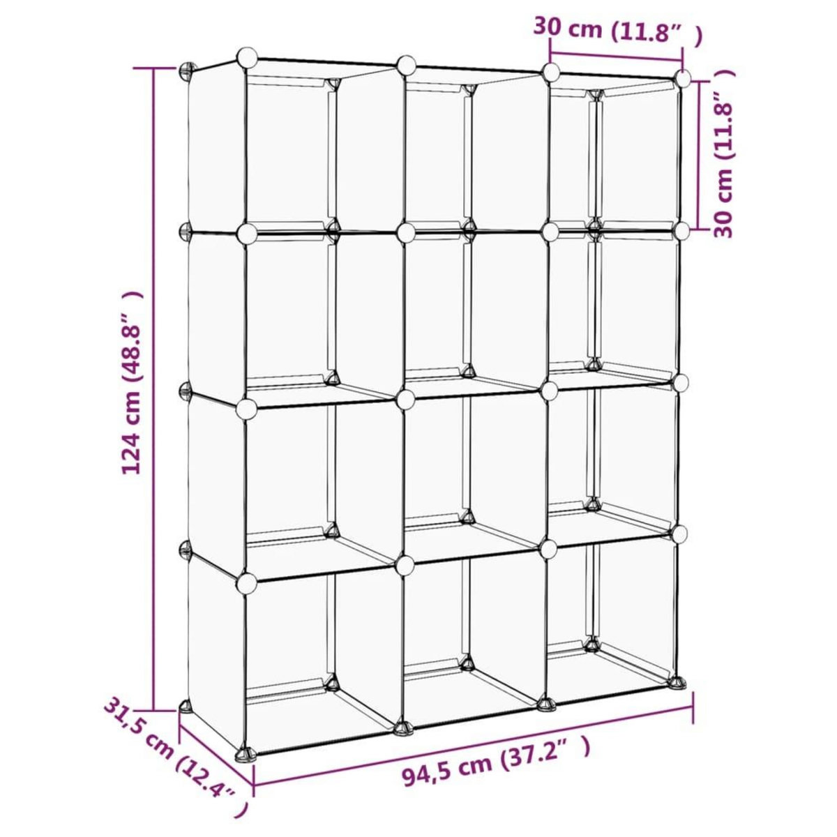 VIDAXL Cubes de rangement 12 pcs Transparent PP