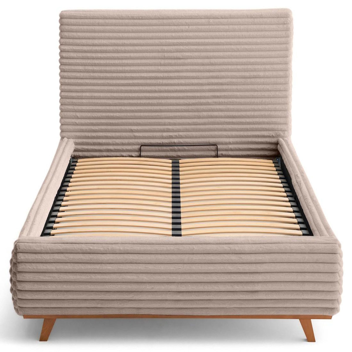 BEST MOBILIER Cristal - lit coffre - 140x200 - sommier inclus - fausse fourrure côtelée