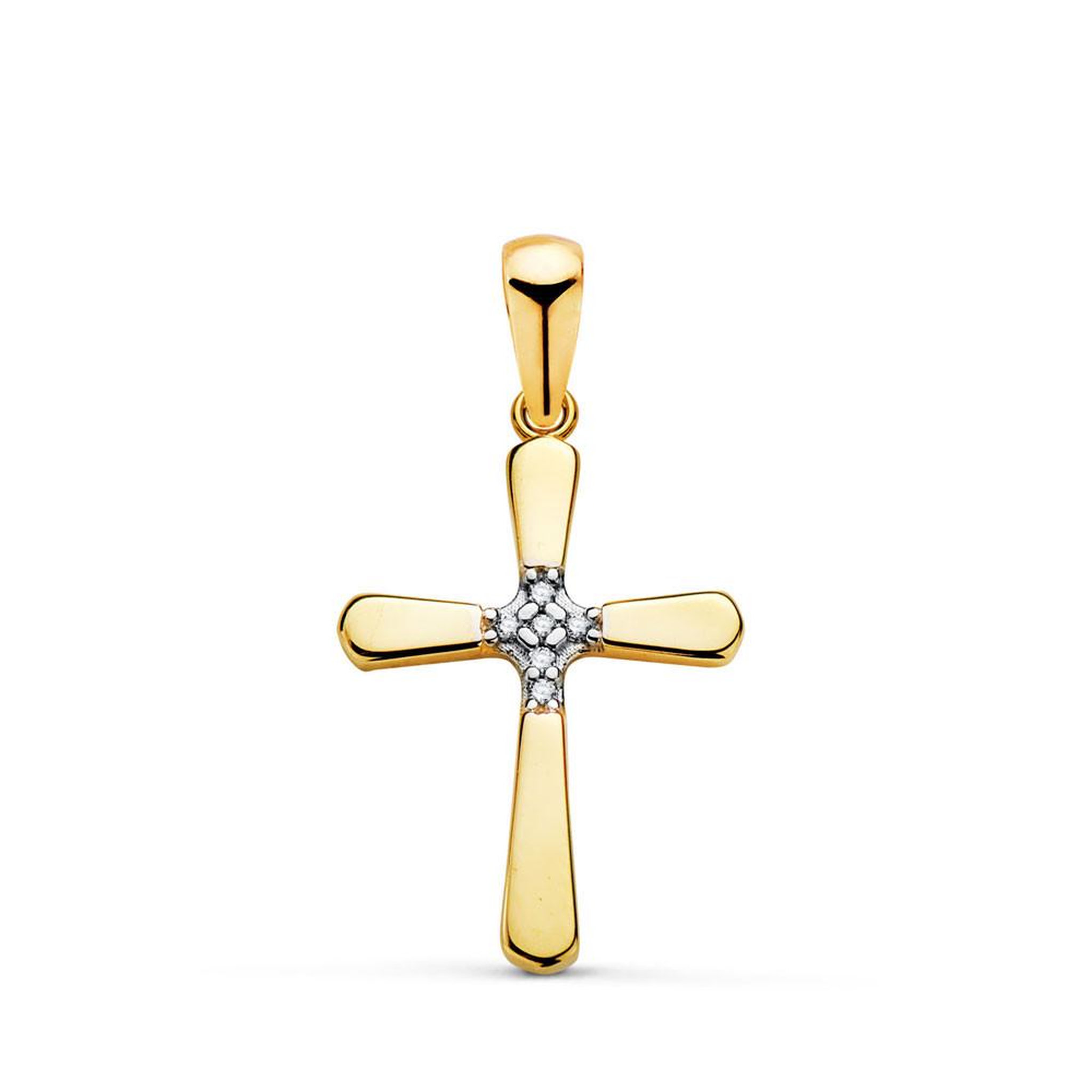 L'ATELIER D'AZUR Pendentif  - Médaille Croix Or 18 Carats 750 - Zirconium - Chaine Offerte