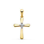 Voir la diapositive 1 : L'ATELIER D'AZUR Pendentif  - Médaille Croix Or 18 Carats 750 - Zirconium - Chaine Offerte
