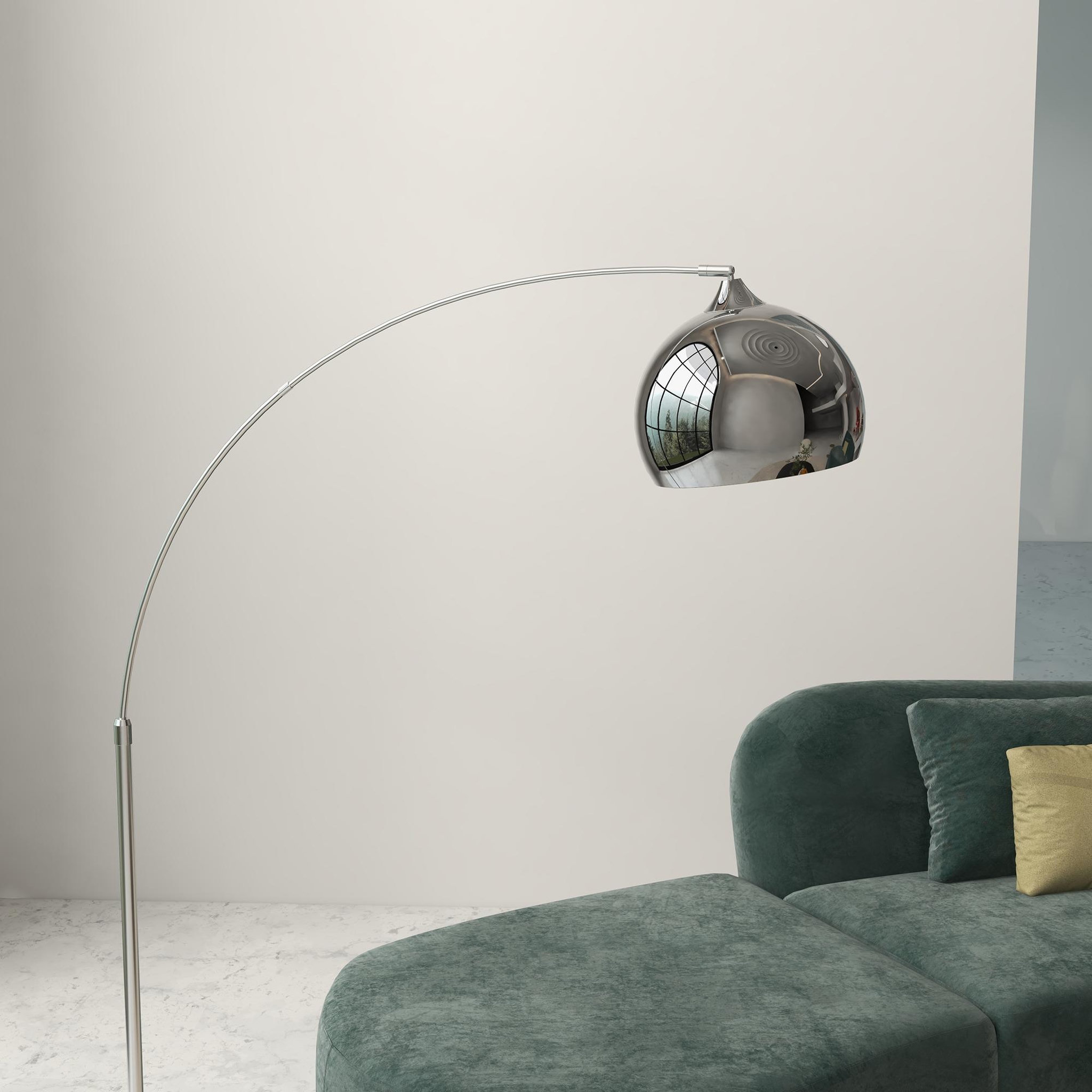 Voir la diapositive 4 : HOMCOM Lampadaire arc - lampadaire arceau courbé design - pied marbre noir mât abat-jour globe métal chromé