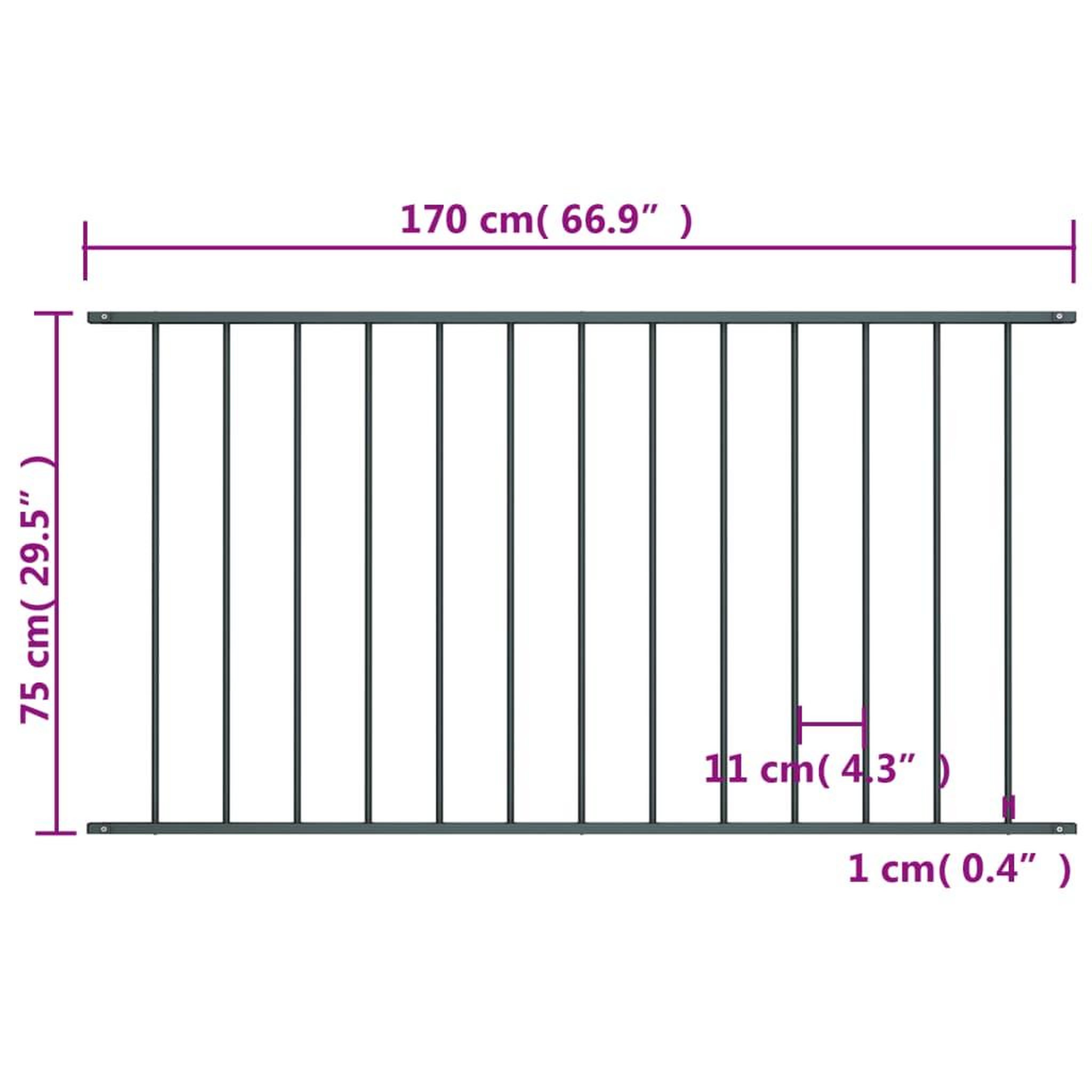 Voir la diapositive 4 : VIDAXL Panneau de cloture Acier enduit de poudre 1,7x0,75 m Anthracite