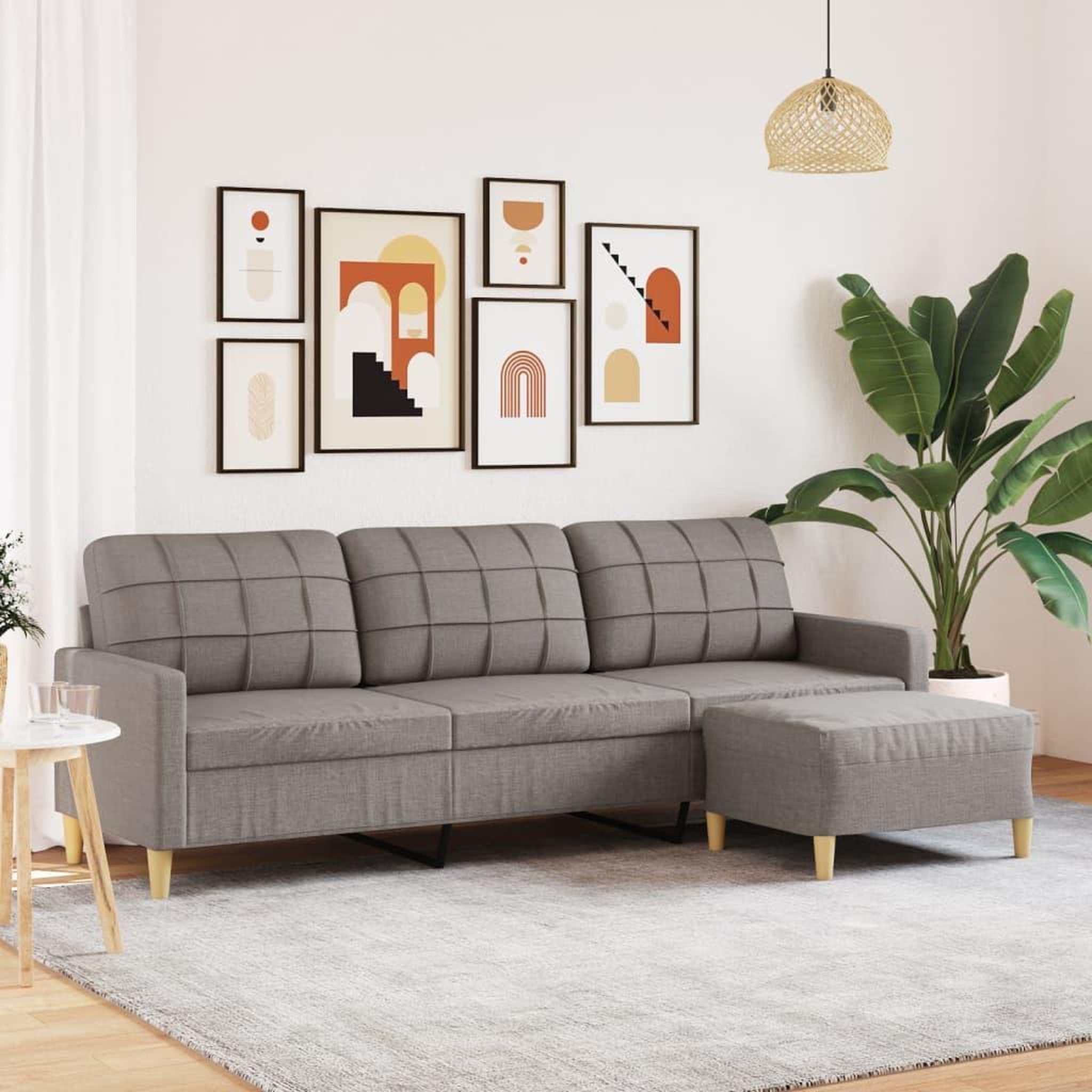 VIDAXL Canape a 3 places avec repose-pieds Taupe 210 cm Tissu
