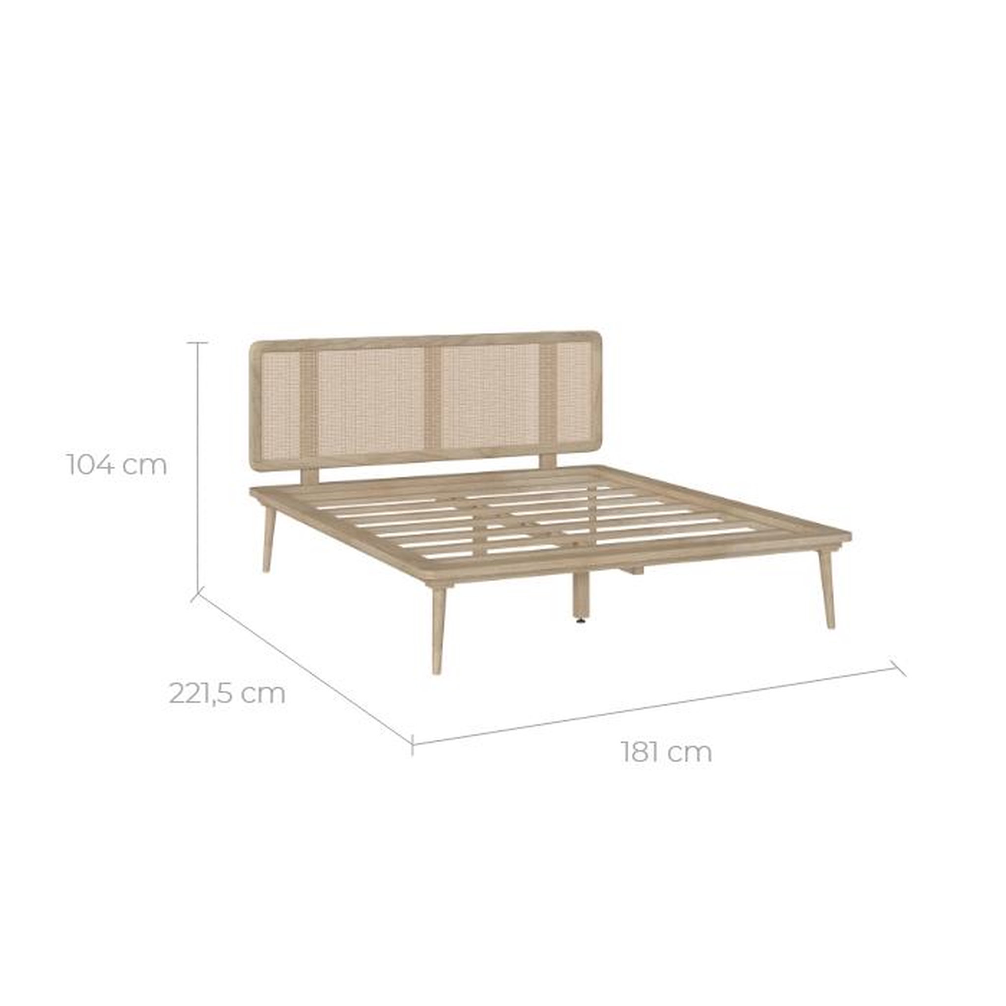 Voir la diapositive 4 : Rendez vous déco Lit double 140x190 cm en bois et cannage - Adik