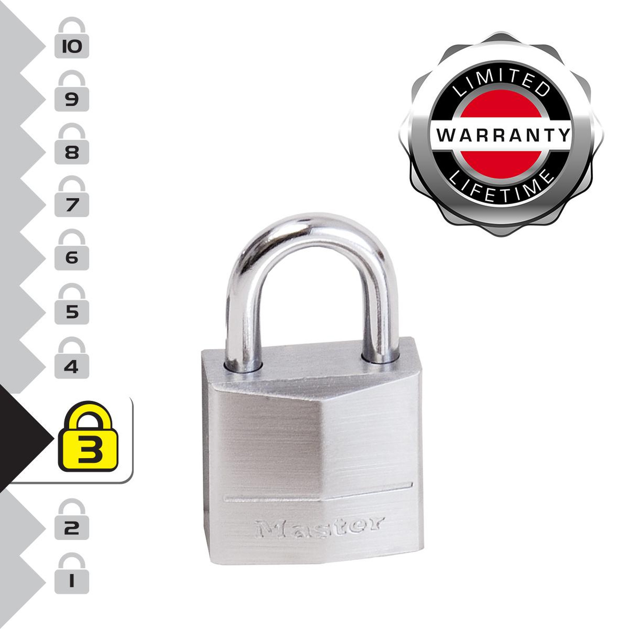 Master lock 629EURQ Pack de 4 Cadenas Marins avec Clés, Gris, 3,4 x 2 x 1 cm