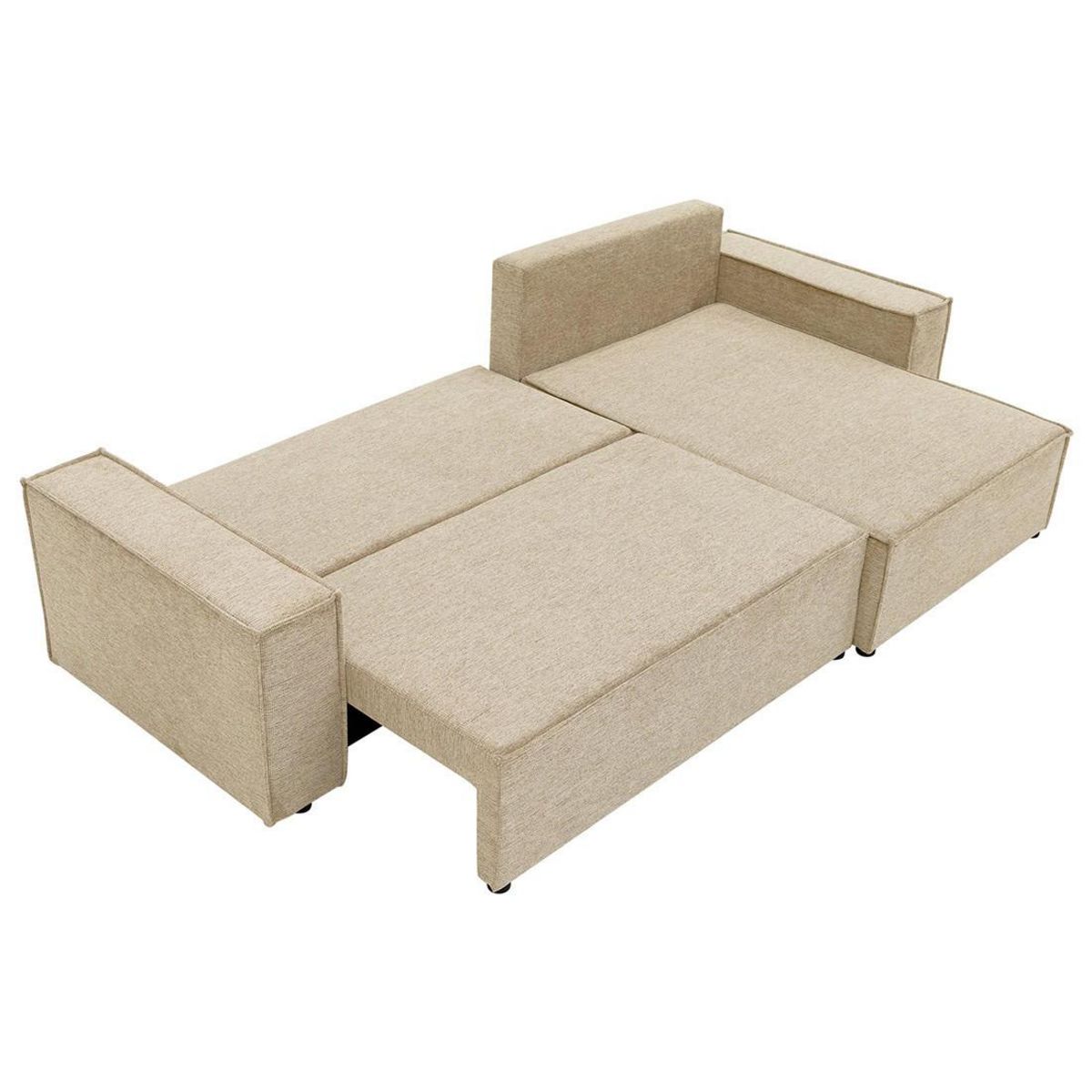 BEST MOBILIER Cezanne - canapé d'angle réversible 5 places convertible avec coffre en tissu texturé