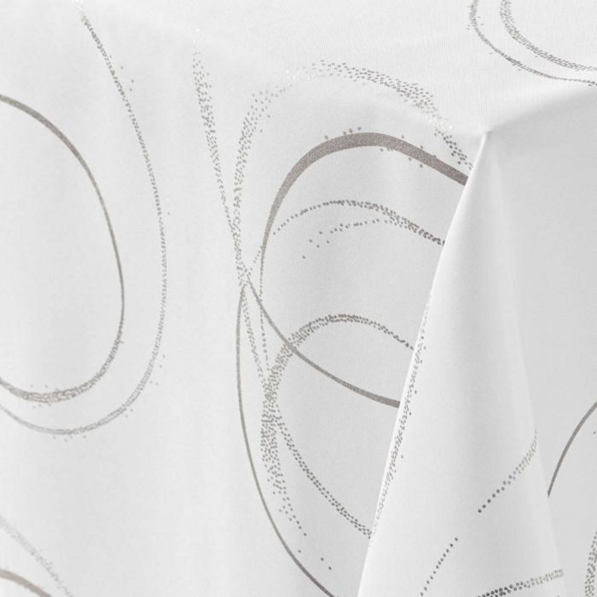 Paris Prix Nappe Imprimé Métallisé  Bully  150x300cm Blanc