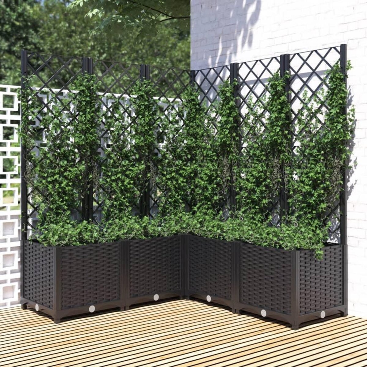 VIDAXL Jardiniere avec treillis Noir 120x120x136 cm PP