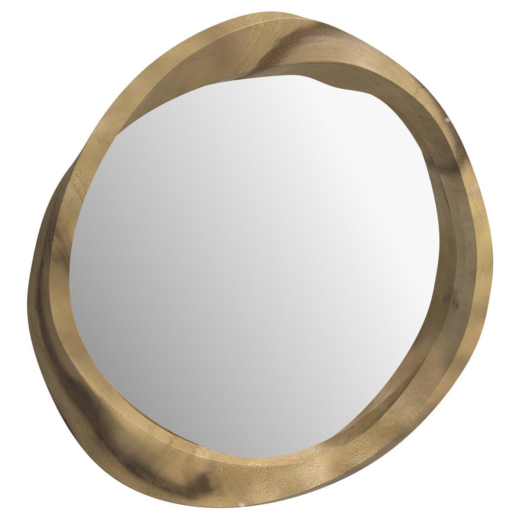 Voir la diapositive 3 : MAISON PAVANE Miroir rond en bois clair de suar ondulé d53 cm-yong