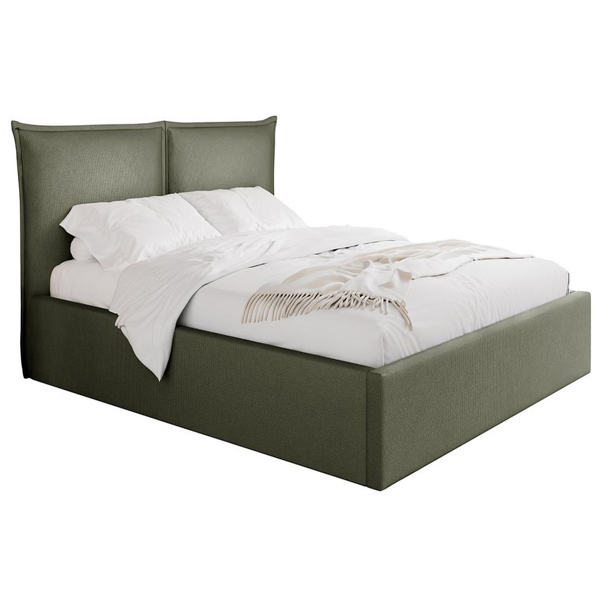 Voir la diapositive 1 : BEST MOBILIER John - lit coffre - 160x200 cm - en velours - sommier inclus