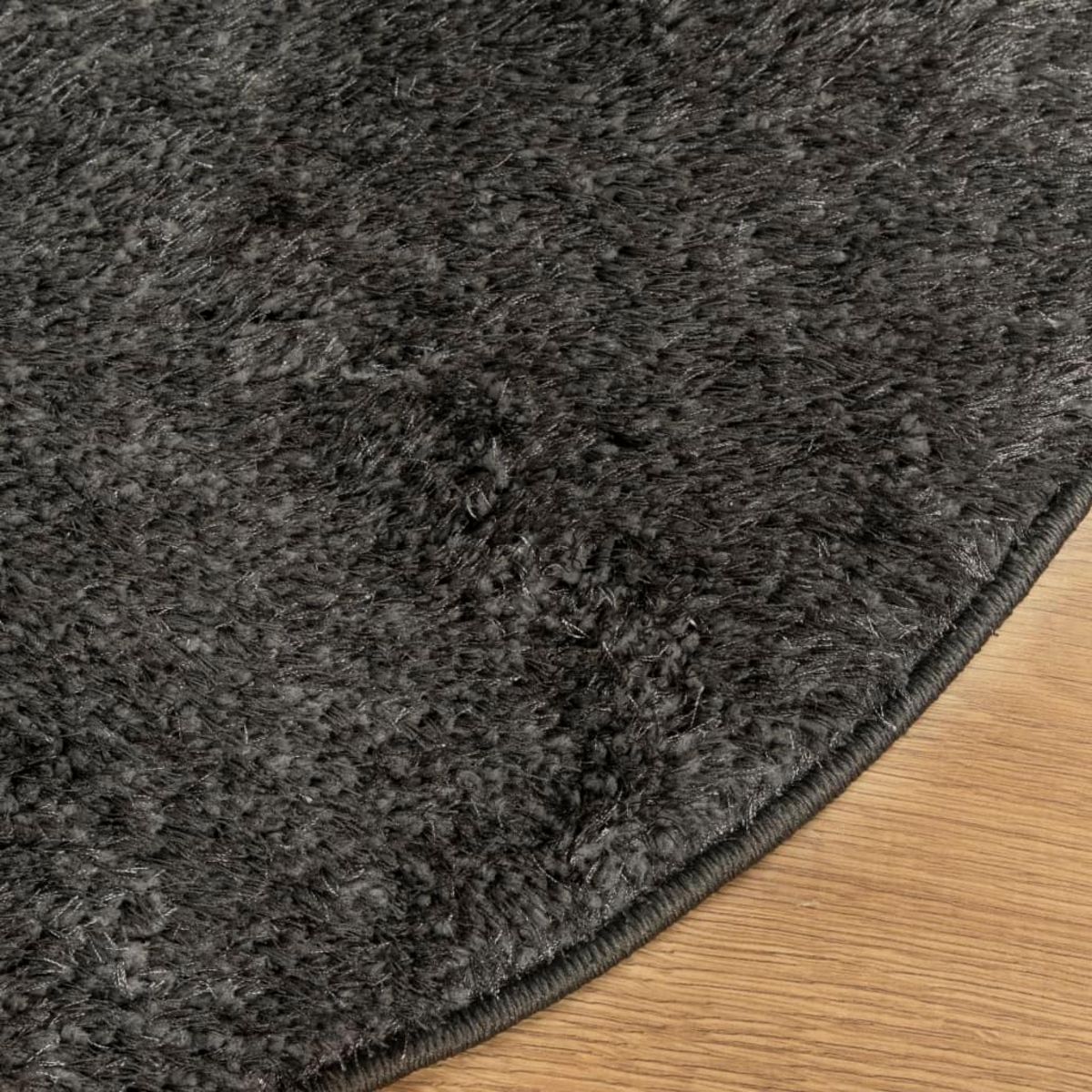 VIDAXL Tapis ISTAN a poils longs aspect brillant anthracite Ø 120 cm