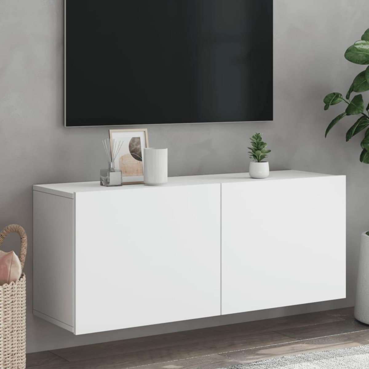 VIDAXL Meuble TV mural blanc 100x30x41 cm