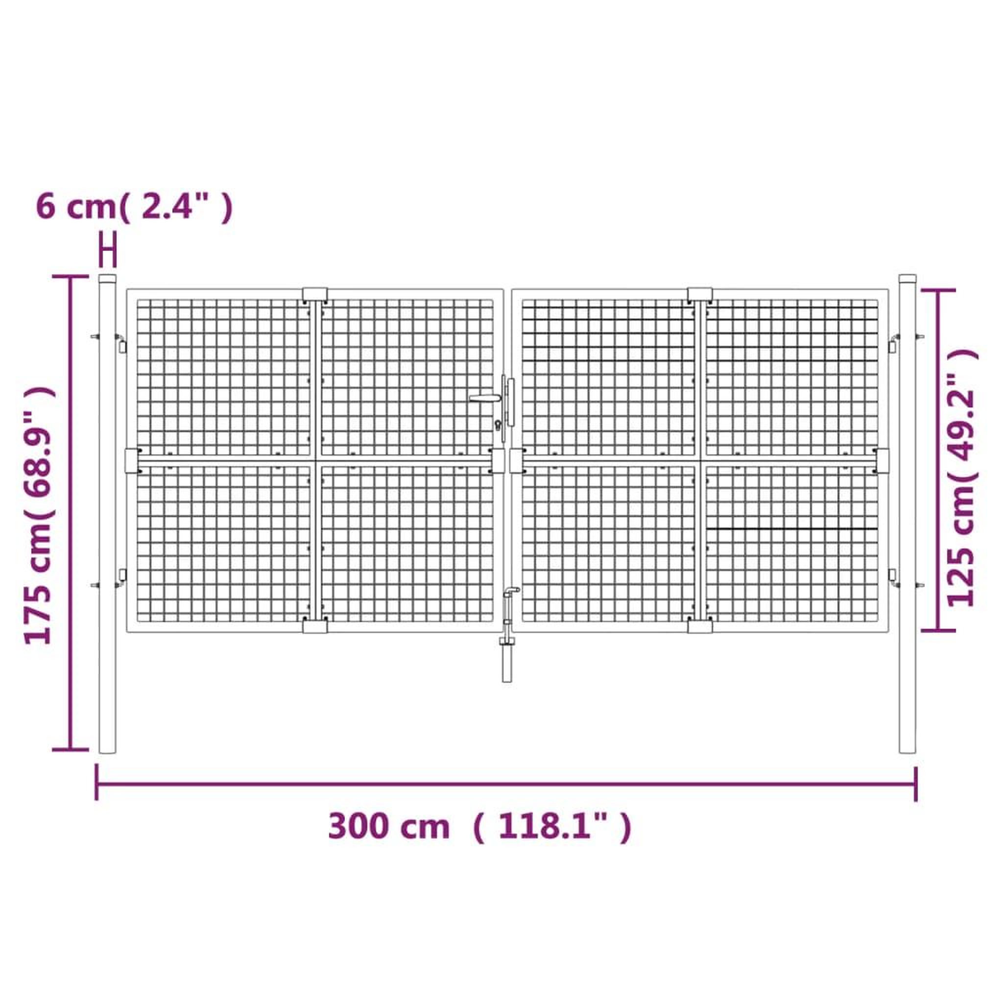 Voir la diapositive 6 : VIDAXL Portal de jardin maille argente 300x175 cm acier galvanise