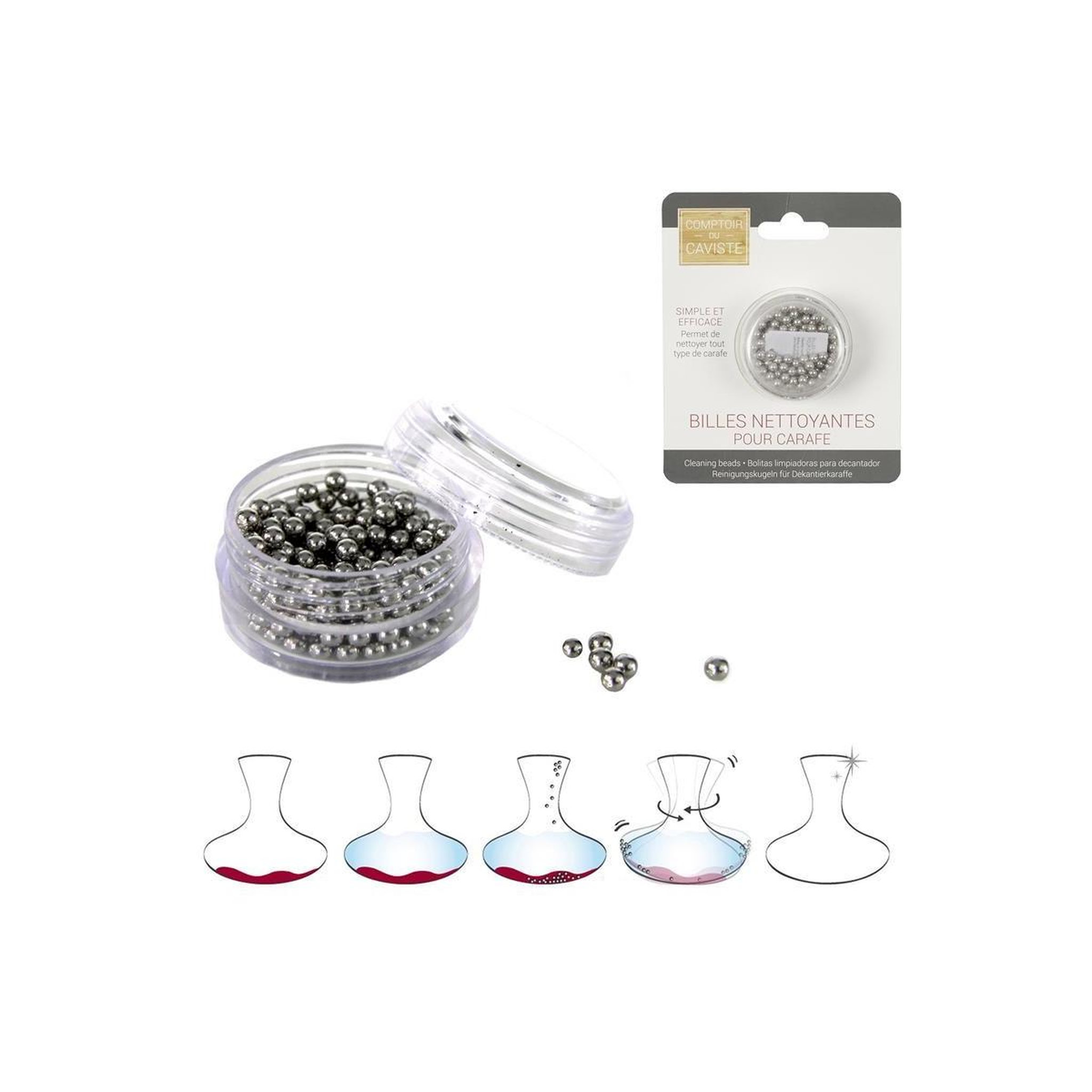 Voir la diapositive 2 : COOK CONCEPT Billes nettoyantes  carafe à décanter  4cm argent