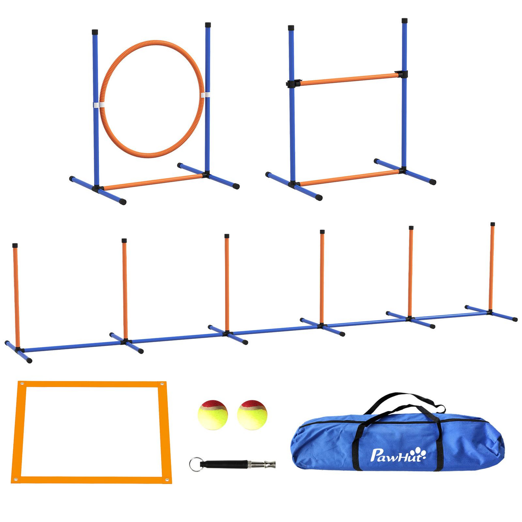 PAWHUT Kit d'agilité complet pour chien - slalom, anneau de saut, haies et accessoires