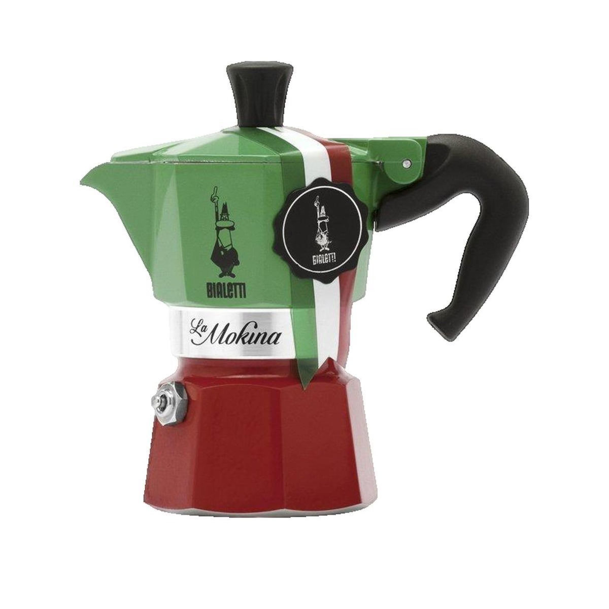 BIALETTI Cafetière Bialetti La Mokina Italia Tricolore Rouge et Vert