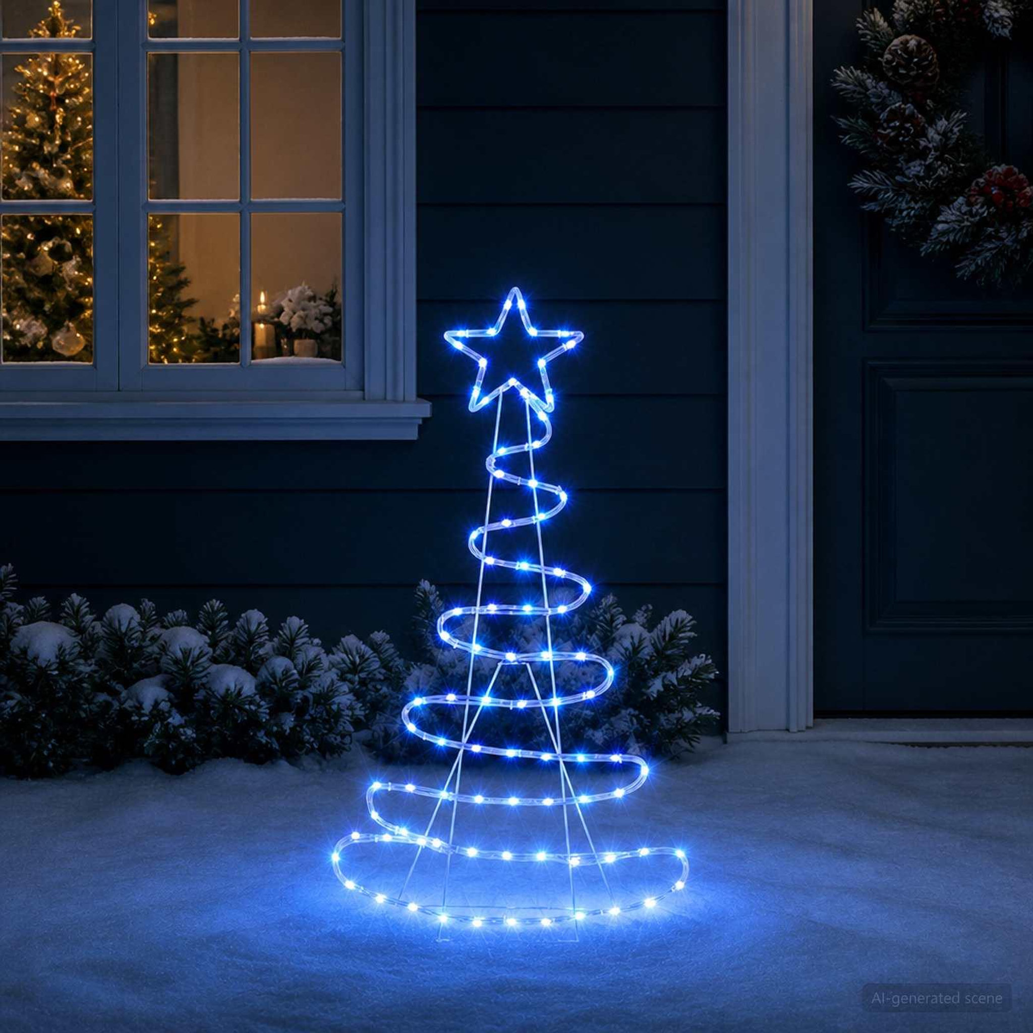 Voir la diapositive 4 : VIDAXL Sapin de Noël LED LOVIISA 100 LED Bleu 51 x 99 cm