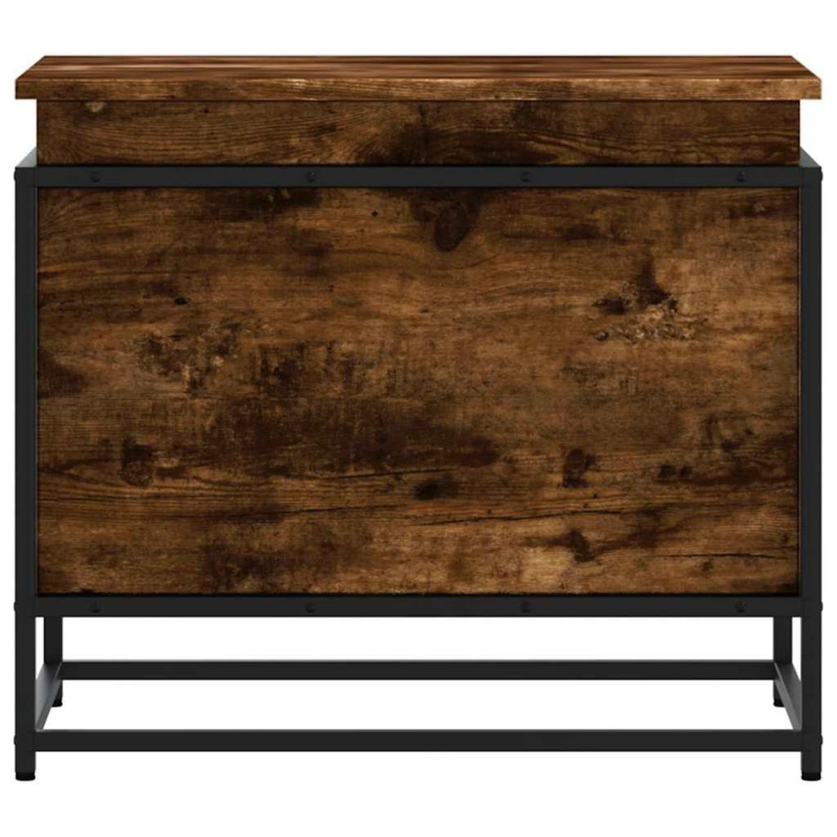 VIDAXL Boîte de rangement avec couvercle chene fume bois d'ingenierie