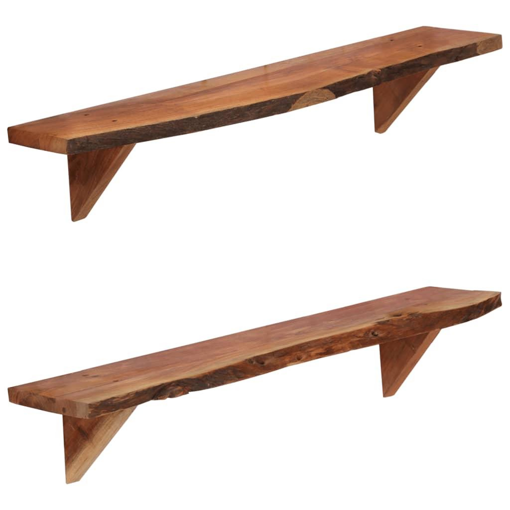 Voir la diapositive 1 : VIDAXL Etageres murales 2 pcs 90x20x18 cm Bois d'acacia massif