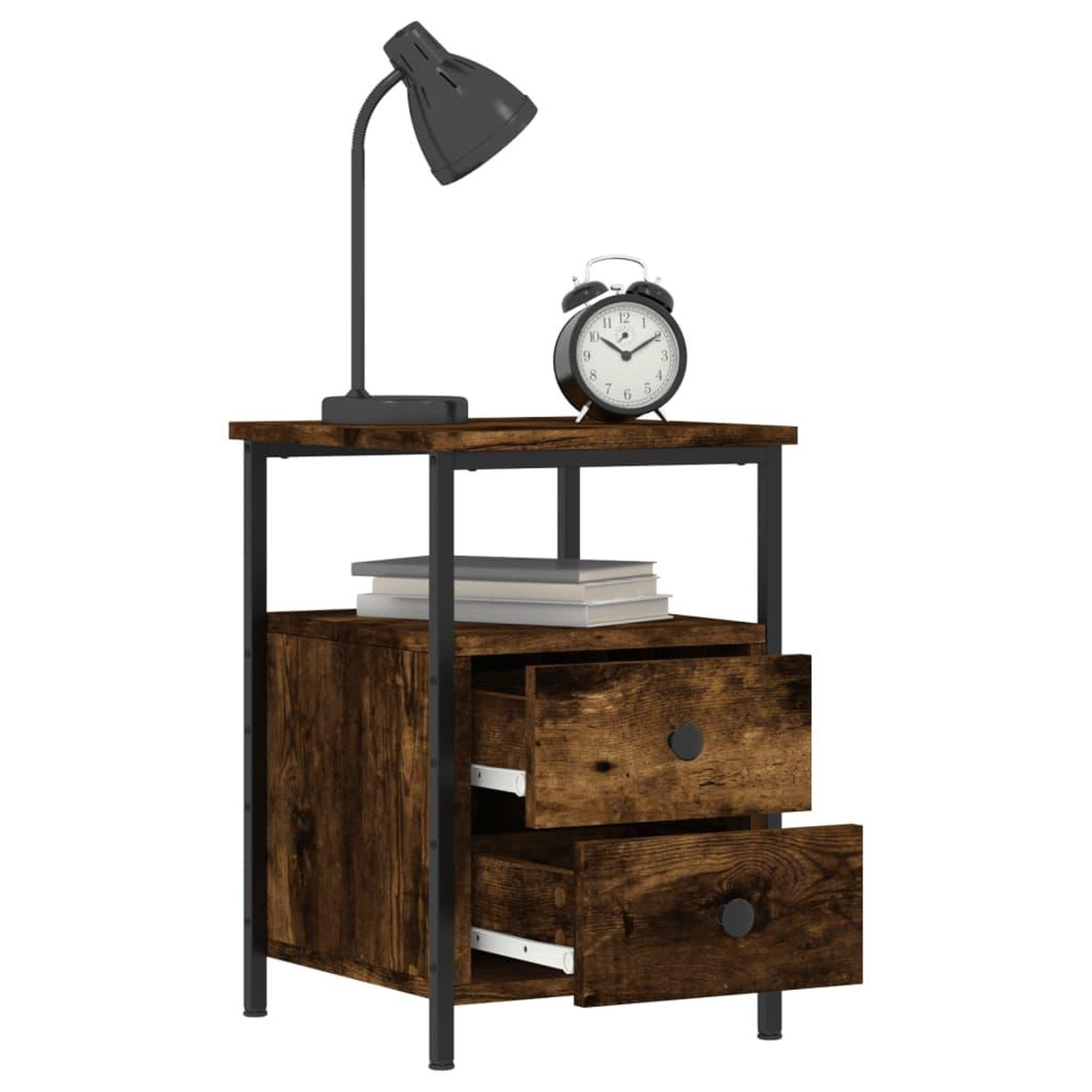 Voir la diapositive 4 : VIDAXL Table de chevet chene fume 34x35,5x50 cm bois d'ingenierie