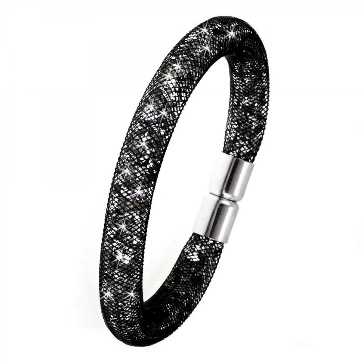 SC CRYSTAL Bracelet noir tube strass par SC Crystal