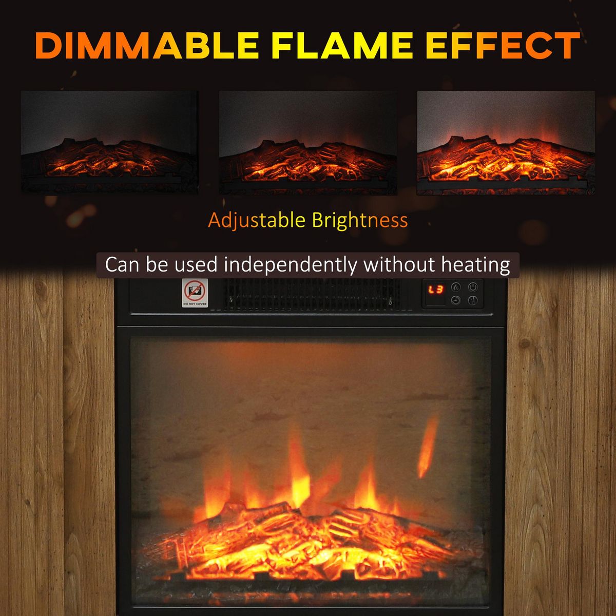 HOMCOM Cheminée électrique style montagnard aspect bois - niche, télécommande, timer - max. 1800W