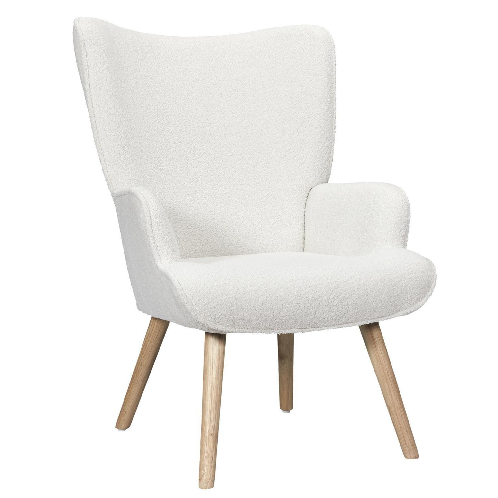 The Home Deco Factory Fauteuil de salon en bouclette rhea. Coloris disponibles : Marron, Blanc