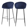 Voir la diapositive 1 : Rendez vous déco Lot de 2 chaises de bar 75 cm en velours bleu-Marquise