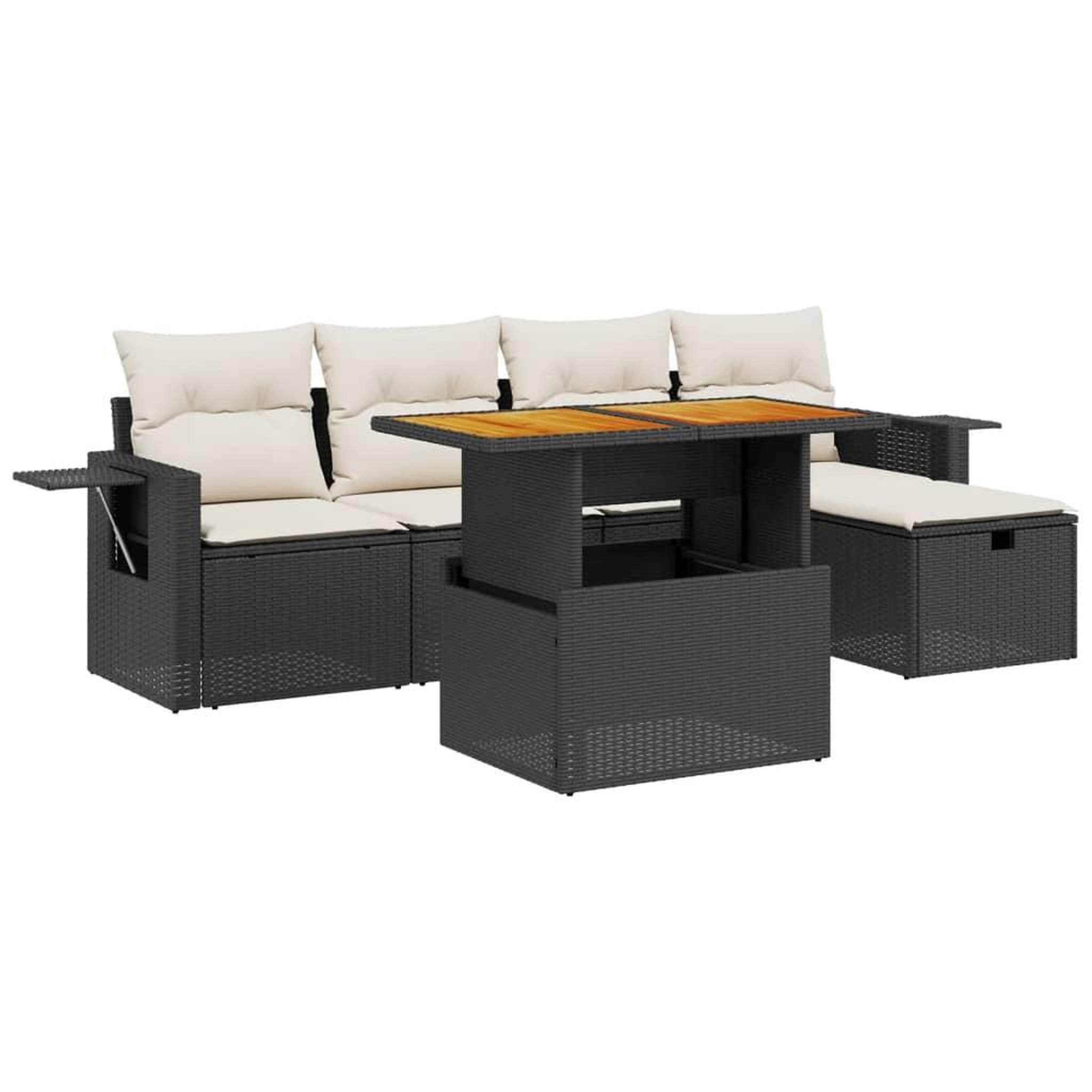 Voir la diapositive 2 : VIDAXL Salon de jardin 6 pcs avec coussins noir resine tressee